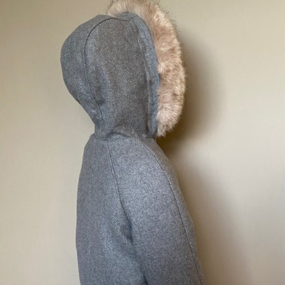 Zara Winter Wool Coat with Faux Fur Hood - 4-5 years